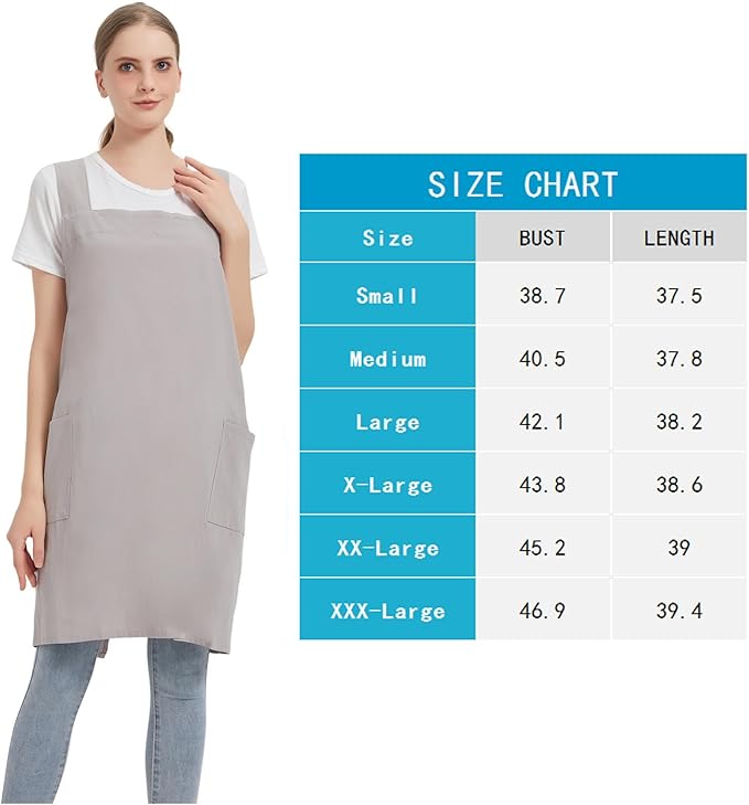 Cotton Linen Apron Cross Back Baking Cooking Gardening Apron for Women with Pockets Pinafore Dress