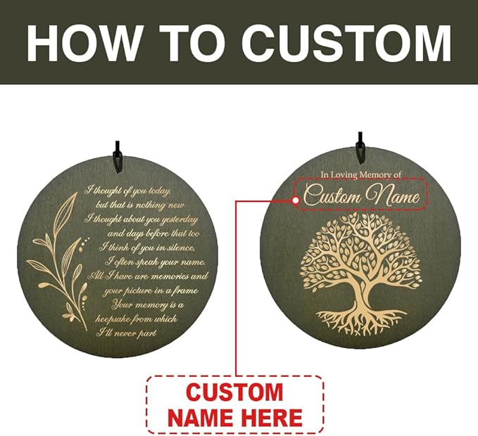 Wind Chimes Personalized, Sympathy Life Tree Memorial Gifts, Wind Chimes for Loss of Loved Dad/Mom, 36inch Deep Tone Wind Chime Outside, in Loving Memory Ones in Heaven (Produced in USA)