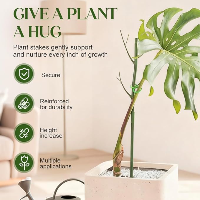 Monstera Plant Support, Adjustable and Stackable Garden Plant Support Stakes with Clamps for Indoor Outdoor Plants, Suitable for Supporting Monstera and Climbing Plants (10 Pack)