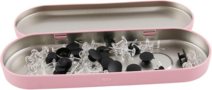 Vagocom 2pcs Metal Hinged Storage Boxes,6.89x2.36x0.71inch / 17.5x6x1.8cm Portable Empty Containers Case with Lid for Bandaid,Seed,Match,Crafts,Sewing,Home,Travel(Pink)