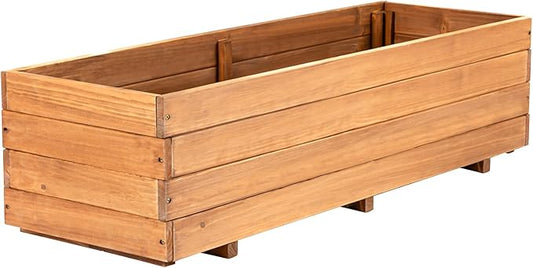 Wooden Raised Garden Bed Planter Box – Fir Wood Outdoor Vegetable, Herb & Flower Box with Drainage Holes – 47.24"x15.75"x12.6", Rot-Resistant, for Patio, Yard, Balcony