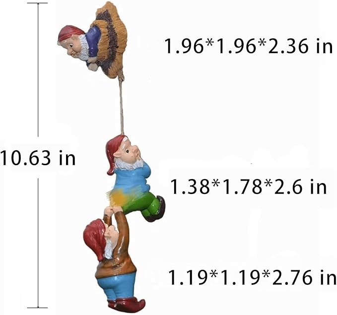 Teaeeno Gnome Climbing Tree and Tree Stump Decor,Garden Gnome Statue Set,Vivid Fairy Gnome Outdoor Sculpture,Whimsical Gnomes Miniature Figurines,Micro Gnome Landscape Figurine for Lawn Balcony Patio