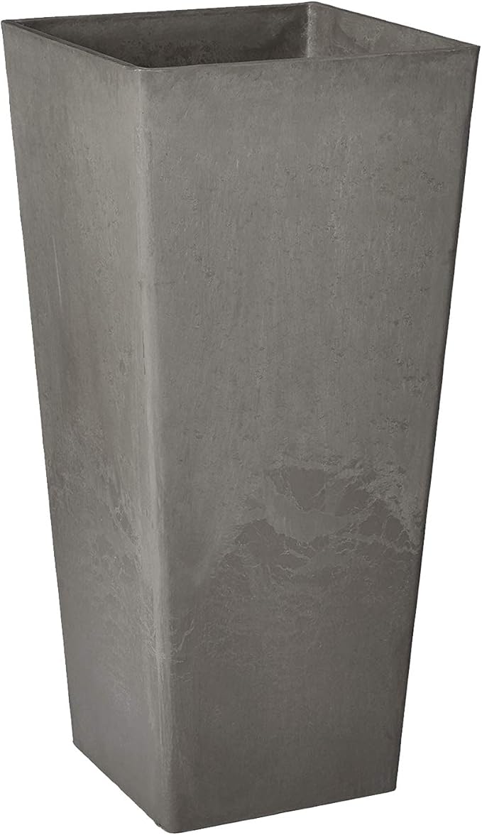 Arcadia Garden Products PSW Pot Collection Contempo Tall Square for Indoor and Outdoor Plants and Gardens,13x13x28, Cement Color
