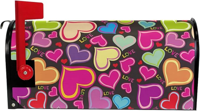 Heart Tree Valentine's Day Hipster Valentines Rainbow Hearts Magnetic Mailbox Cover MailWraps Garden Yard Home Decor for Outside Standard Size-18"x 20.8"