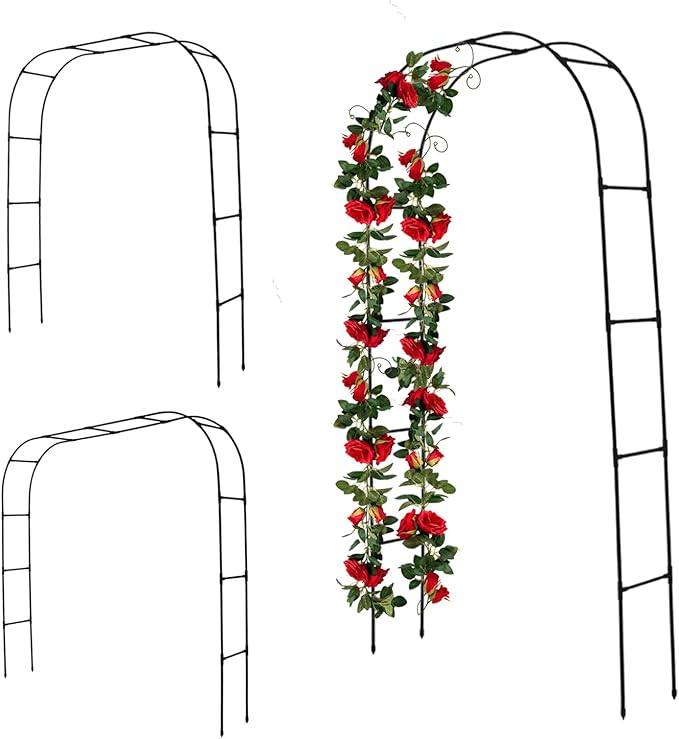 7.9 Ft H x 4 Ft W Metal+PE Coated Pergola Arbor, Easy to Assemble 3 Sizes, for Various Climbing Plant Wedding Garden Arch Bridal Party Decoration Wide Arbor, 1 Pack