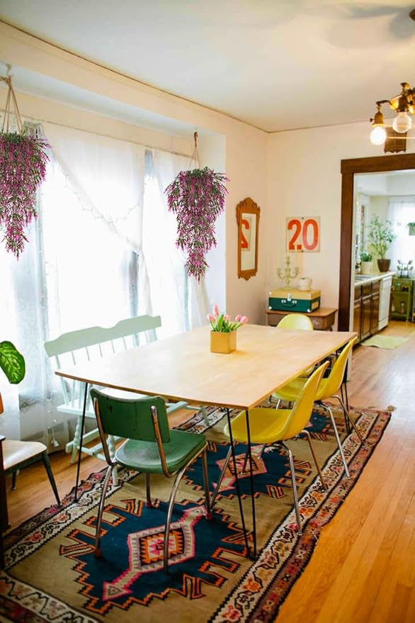 RECUTMS Artificial Flowers Hanging Plant, Faux Outdoor Vines Plants UV Resistant Backdrop Decor Hanging Flowers for Garden Porch Window Patio Hanging Planter Home Party Wedding Decor (Fuchsia)