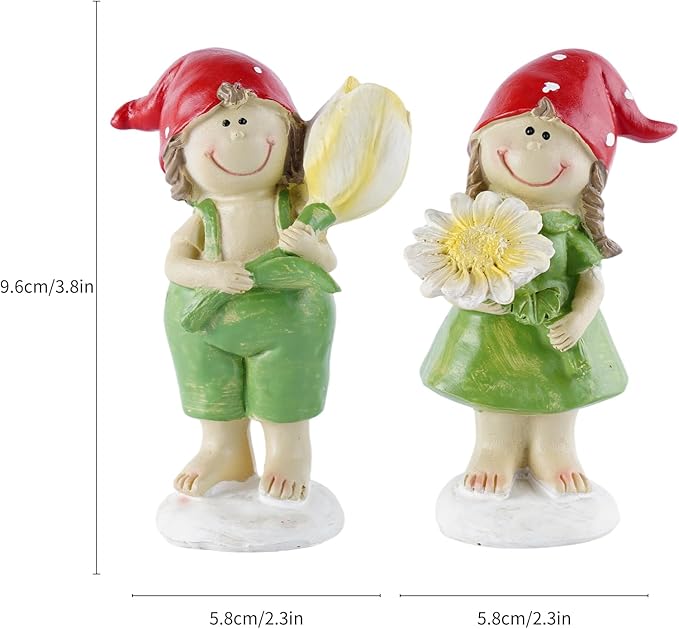 2 - Piece Set of Outdoor Garden Sunflower Fairy Resin Statues - Ideal for Patio, Lawn, Garden & Courtyard Decor, Indoor/Outdoor Home Accents, for Parents & Friends