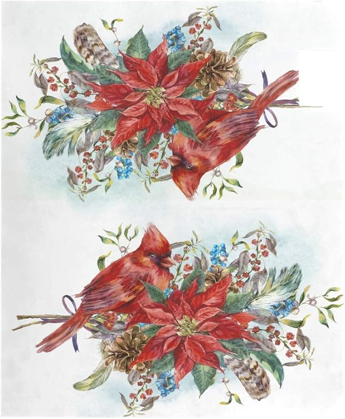 ALAZA Christmas Poinsettia Flower and Winter Bird Red Cardinal Magnetic Mailbox Cover Oversized for Garden Yard Outdoor Decorations-25.5" x20.8