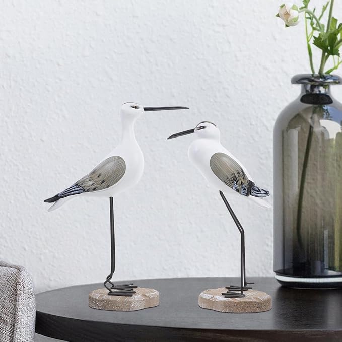 ARTIBETTER 2pcs sea Bird Figurine Nautical Statue Seagull Figurine Decorations Garden Bird Statue Coastal Beach Home Table Decorations Nautical Gifts Light Seagull Figures Brown Seagull Sculpture