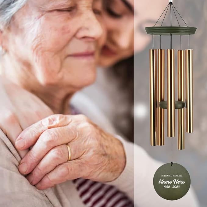 Personalized Sympathy Wind Chimes 36inch, Custom Memory Words for Loss of Loved, Cardinal Commemorative Sympathy Gifts, Decorative Wind Chime Outdoor (Produced in USA)