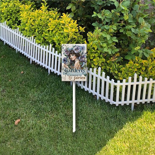 Uptell This Garden is Protected By Fairies Yard Signs with Stakes Aluminum Sign for House/Front Door Outdoor Decoration,Weather Resistant 8x12 Inch