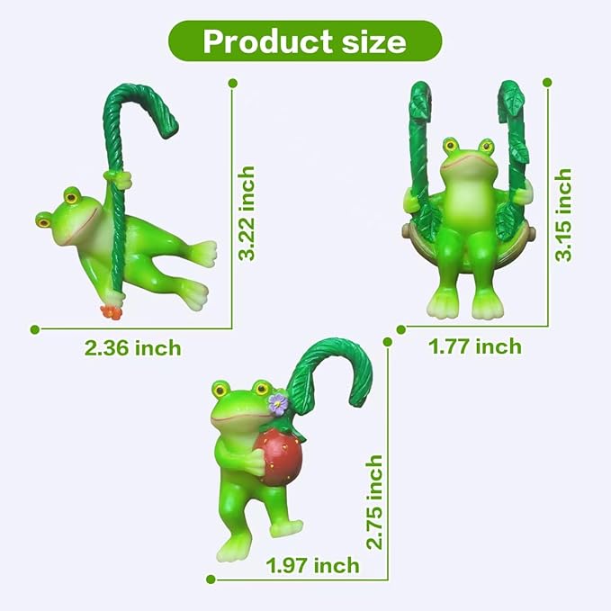 3 Pieces Outdoor Statues, Courtyard Outdoor Climbing Frog Decoration, Frog Statues, Outdoor Garden Resin Crafts, Flower Pot Landscape Frog, Miniature Landscape Pendant