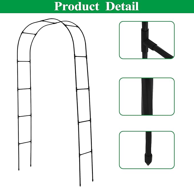 7.9 Ft H x 4 Ft W Metal+PE Coated Pergola Arbor, Easy to Assemble 3 Sizes, for Various Climbing Plant Wedding Garden Arch Bridal Party Decoration Wide Arbor, 1 Pack