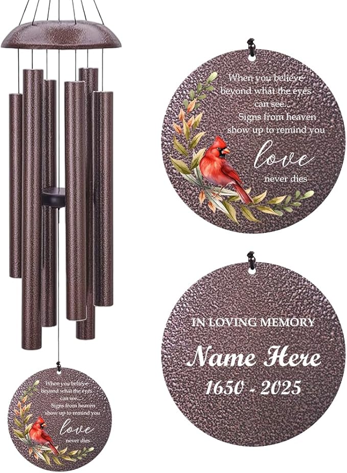 Personalized Sympathy Wind Chimes, Memorial Wind Chimes in Memory of a Loved One Gifts,Gifts for Who Loss of Dad,Friends, Sympathy Gift Baskets Home Decor Outdoor Garden Patio, Product in USA