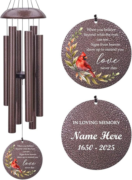 Personalized Sympathy Wind Chimes, Memorial Wind Chimes in Memory of a Loved One Gifts,Gifts for Who Loss of Dad,Friends, Sympathy Gift Baskets Home Decor Outdoor Garden Patio, Product in USA