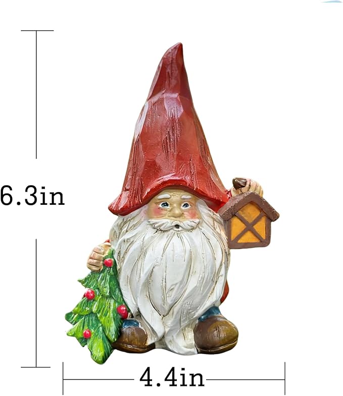 Christmas Gnome Figurine - 6.2" Resin Collectible,Charming Gnome Statue for Garden, Patio, Yard, Lawn & Porch | Funny Sculpture: Great Gift for Christmas, Thanksgiving, Mother's Day & Birthdays