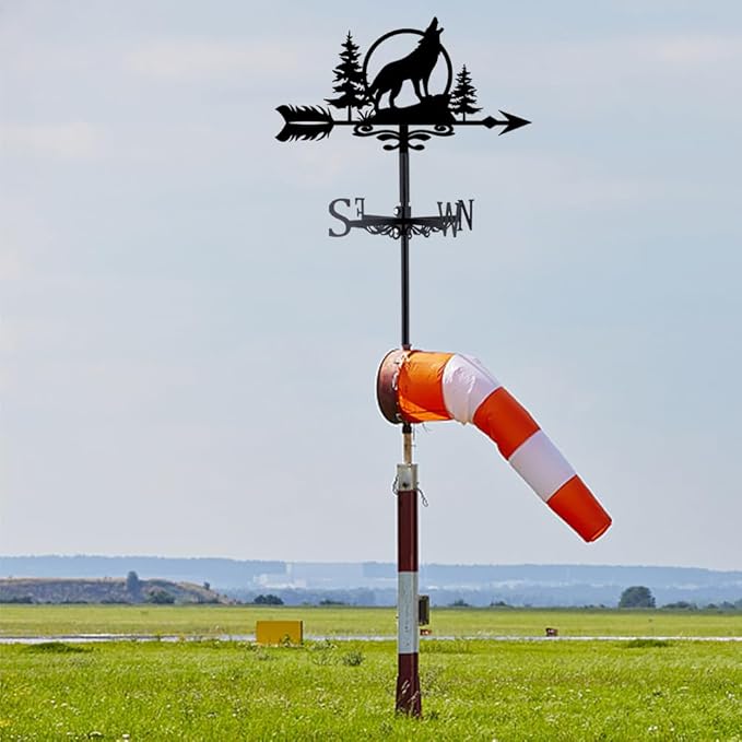 SUPERDANT Wolf Weather Vane Animals Wind Vanes for Yard Metal Weathervane Roof Mount for Gardens Outside Black Weathervanes Farmhouse Farm Barn Sheds Patio Decorations Gift