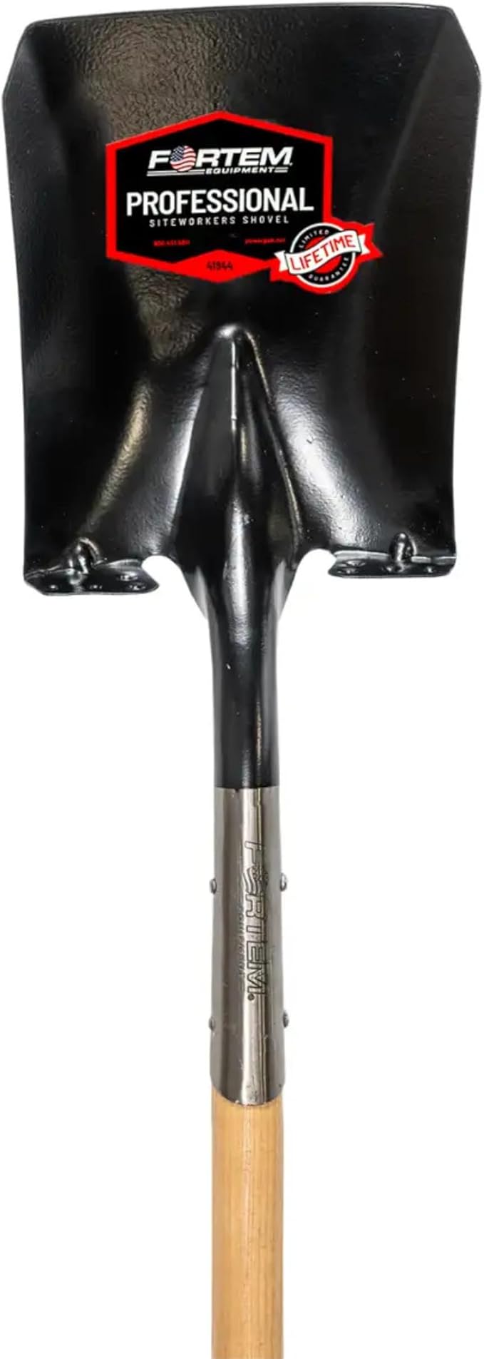 FORTEM Professional Grade Flat Shovel with 48" Hard Oak Handle