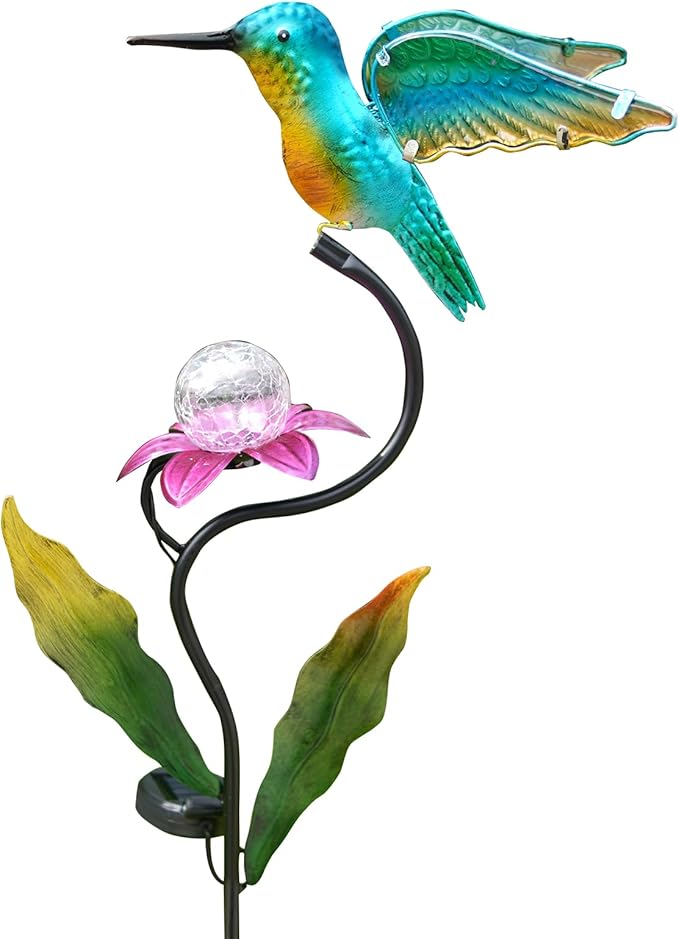 HONGLAND Solar Lights Outdoor for Garden Decor - 46 Inch Hummingbird Solar Lights for Outside, Solar Hummingbird Decorative Garden Stakes for Lawn Patio Yard Porch