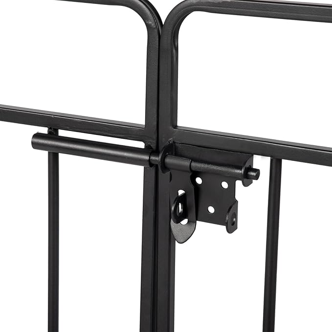 Garden Arbor with Gate, 7FT Wedding Arches for Ceremony, Metal Garden Arch for Climbing Plants Outdoor, Black Garden Archway for Lawn, Patio and Backyard, Includes Ground Stakes