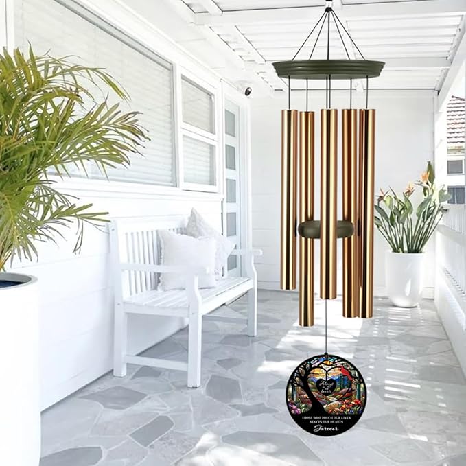 Personalized Memorial Wind Chimes, 36inch Cardinal Sympathy Wind Chime, in Loving Memory for Loss of Loved Dad/Mom, Life Tree Condolences Gifts, Forever in Heart (Produced in USA)