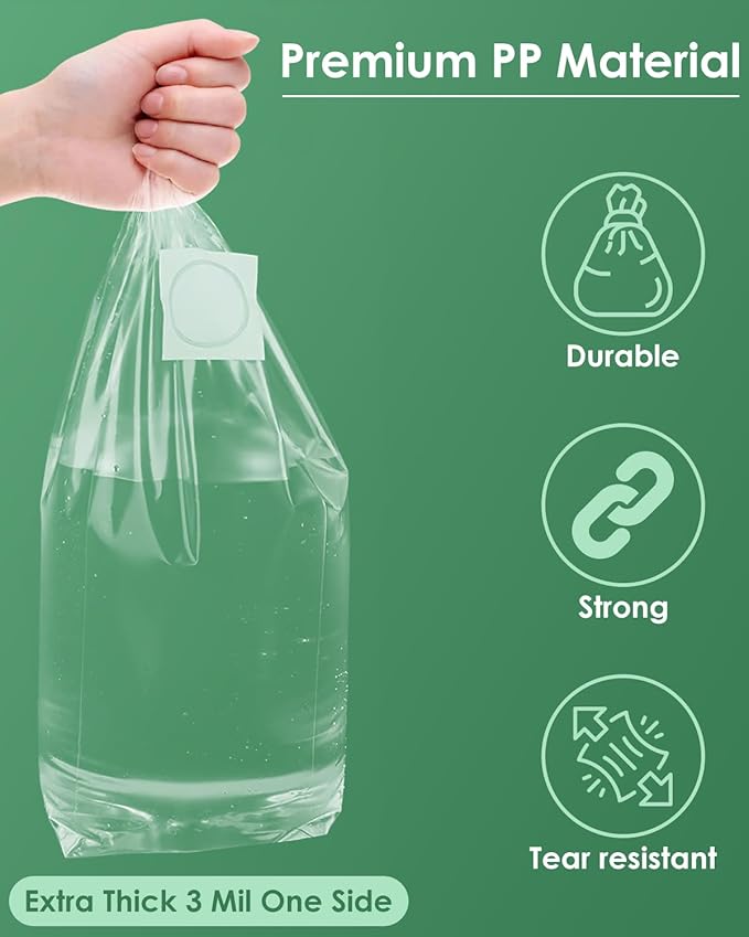 30 Pack Mushroom Grow Bags with Microporous Filter Patchs, 8"x5"x20" Large Extra Thick 3 Mil Mushroom Cultivation Spawn Bag Bulk, Durable Autoclavable Bags for Substrates Strong Tear Resistant