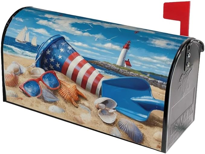 Coastal Lighthouse Mailbox Covers Magnetic Letterbox Covers 21x18 Inch for Garden Outdoor Decoration