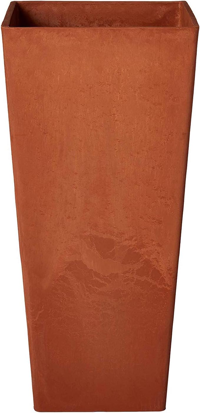 Arcadia Garden Products PSW Pot Collection Contempo Tall Square for Indoor and Outdoor Plants and Gardens, 13x13x28, Terra Cotta Color