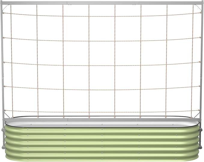 Vego Garden Metal Frame Tomato Trellis, Garden Trellis for Climbing Plants Like Cucumber Beans Tomatoes & Vines, 8.0ft Long Metal Trellis for Raised Garden Beds