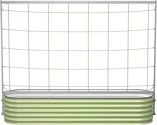Vego Garden Metal Frame Tomato Trellis, Garden Trellis for Climbing Plants Like Cucumber Beans Tomatoes & Vines, 8.0ft Long Metal Trellis for Raised Garden Beds