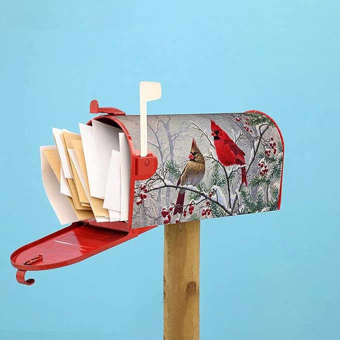 Winter Magnetic Mailbox Cover - Standard Size 18" X 21" - Holiday Garden Decorations for Outside