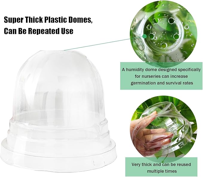 Plant Nursery Pots with Humidity Domes, 50 Sets 4 Inch Soft Nursery Pots Quality Ones (50 Red Pots + 50 Clear Lids), Quality Seeds Starting with Cover