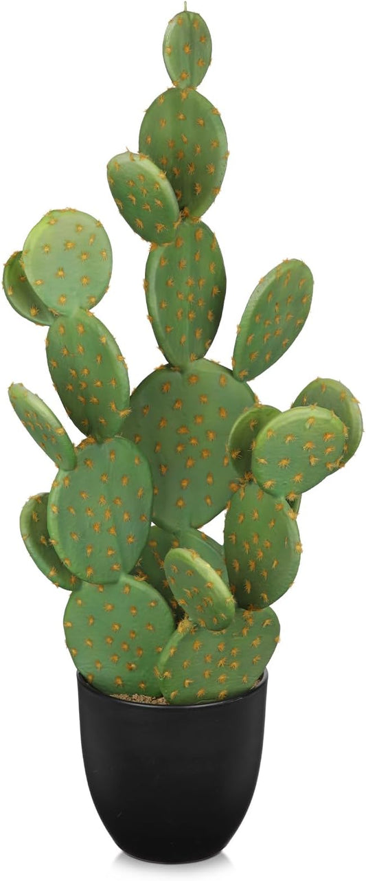 DILATATA Tall Fake Cactus Plant 27.5 inch Large Artificial Cactus Tree 'Prickly Pear Cactus' Faux Cactus Desert Plants Big Fake Cacti for Home Garden Office Decor