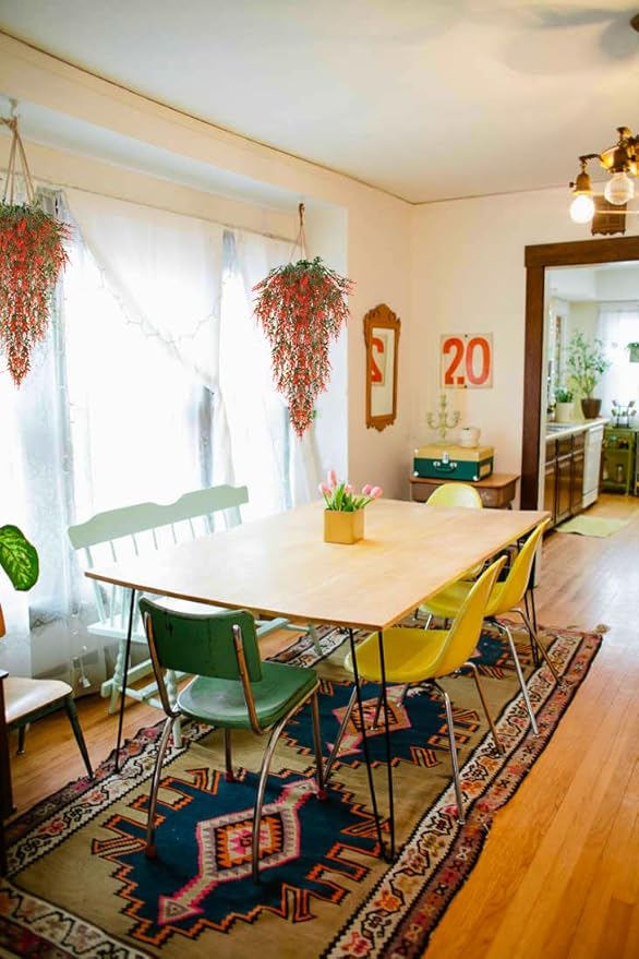 RECUTMS Artificial Lavender Fake Hanging Flowers 4Pcs Plants Faux Plastic Kitchen Home Wedding Office Garden Decor (Orange)