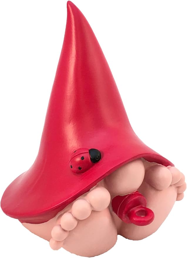 GlitZGlam Jasper, The Giant Red Baby Gnome for The Enchanted Gnome and Fairy Garden (6 Inches Tall) (Red)