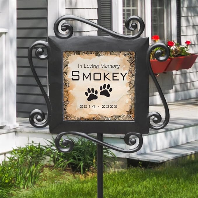 GiftsForYouNow Personalized Pet Memorial Garden Stake, in Loving Memory, 28” by 8.5”, Pet Grave Markers, Dog Memorial Gift, Wrought Iron Stake, Memorial Plaque