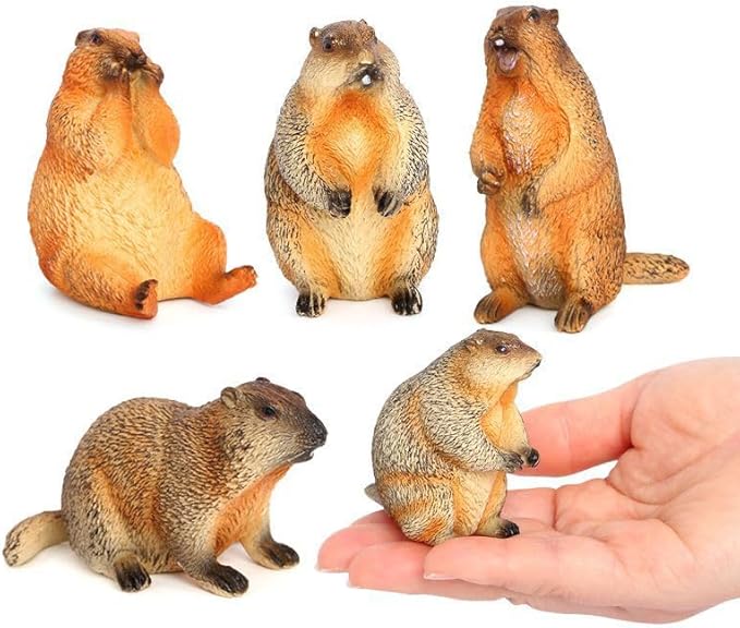 4PCS Groundhog Figurine Groundhog Sculpture Groundhog Model Animal Model Home Decoration Outdoor Garden Statue