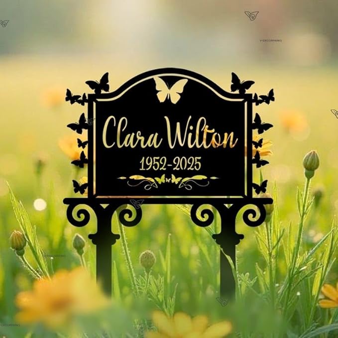 Personalized Metal Butterfly Memorial Sign – Custom Grave Marker, Memorial Garden Stake, Loss of Mother Tribute, Funeral Gift (Butterfly Memorial)