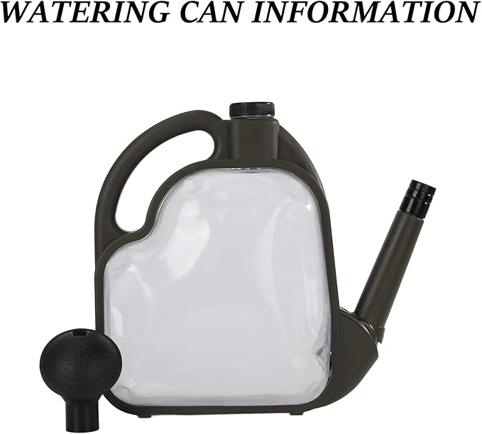 Foldable Watering Can 0.8 Gallon Transparent Plastic with Long Spout & Ergonomic Handle, Compact for Indoor Outdoor Plants (Army Green)