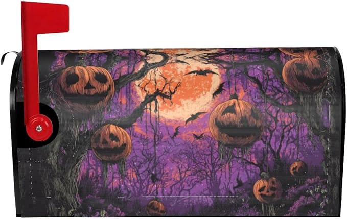 Halloween Moon Mailbox Covers Magnetic Letterbox Covers 21x18 Inch for Garden Outdoor Decoration