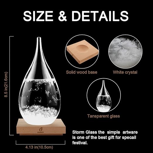 Storm Glass Weather Predictor, Christmas Gifts Drop-Shaped Weather Forecast Bottle, Unique Fashion Home Decor Weather Cool Gifts for Men Women