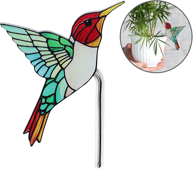 Bird Acrylic Stakes 4.5 Inch Colorful Bird Garden Decoration Acrylic Plant Label Signs for Flower Pot Planter House Decors Indoor Outdoor Plant Pot Decoration (Bird2)