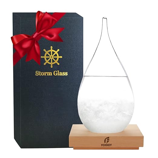 Storm Glass Weather Predictor, Christmas Gifts Drop-Shaped Weather Forecast Bottle, Unique Fashion Home Decor Weather Cool Gifts for Men Women