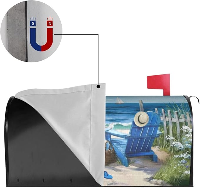 Spring Summer Beach Mailbox Covers Magnetic Letterbox Covers 21x18 Inch for Garden Outdoor Decoration