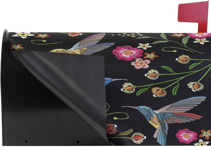 WOOR Hummingbirds and Exotic Flowers Magnetic Mailbox Cover Oversized for Garden Yard Outdoor Decorations-20.8" x 25.5"