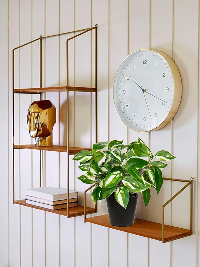 Oairse Artificial Plants Indoor Small Fake Plants in Pots Faux Pothos N‘ Joy Potted Plant Fake Indoor Plants with Black Pots for Bathroom Living Room Office Desk Shelves