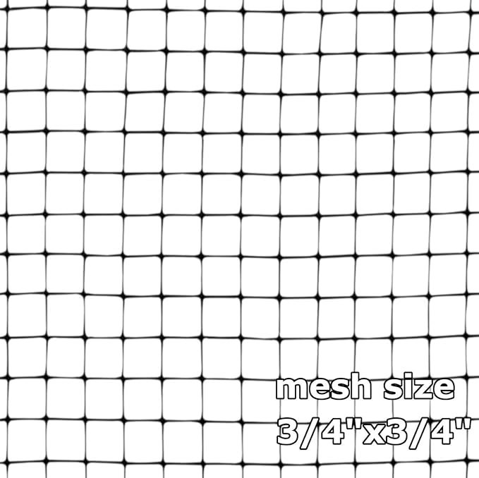 OldMacDonald Deer and Animal Fence Barrier Netting (55gr/sq m.) 7.5' x 100' (2.3m x 30m) (mesh 19x19mm) - Folded for Shipping