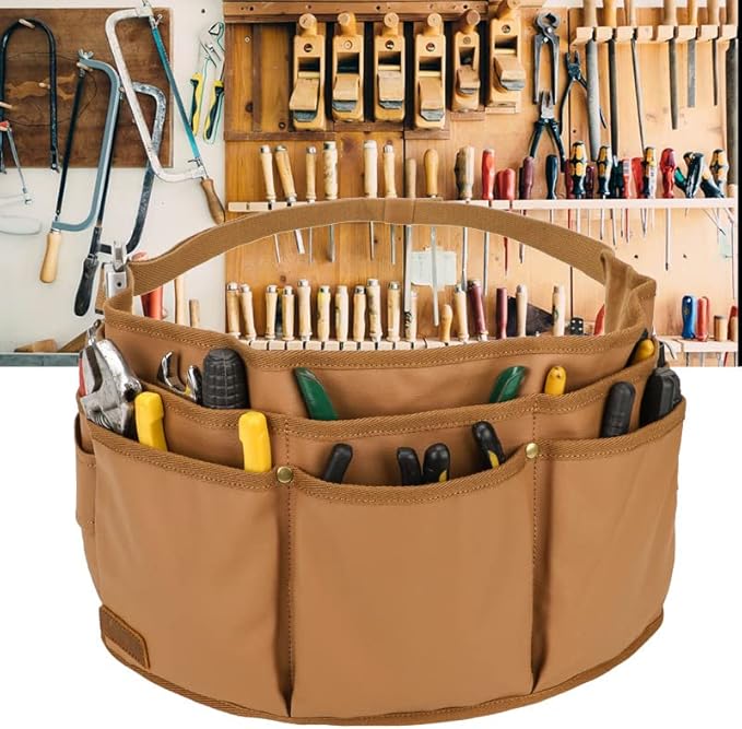 Tool Belt Pouches for Men Utility Belt Electrician Tool Bag Canvas Gardening Waist Tool Pouch with 13 Pockets for Men Women Carpenters Electricians Mechanics, Adjustable