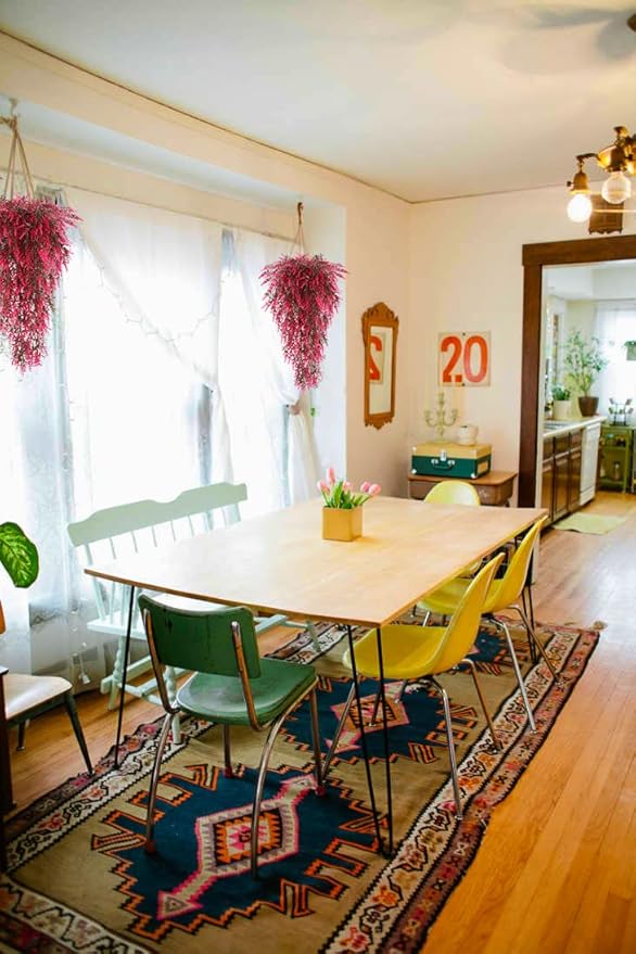 RECUTMS Artificial Hanging Plants Fake Hanging Lavender Faux UV Resistant Flowers Indoor Outside Hanging Decorations,4 Packs (Pink)