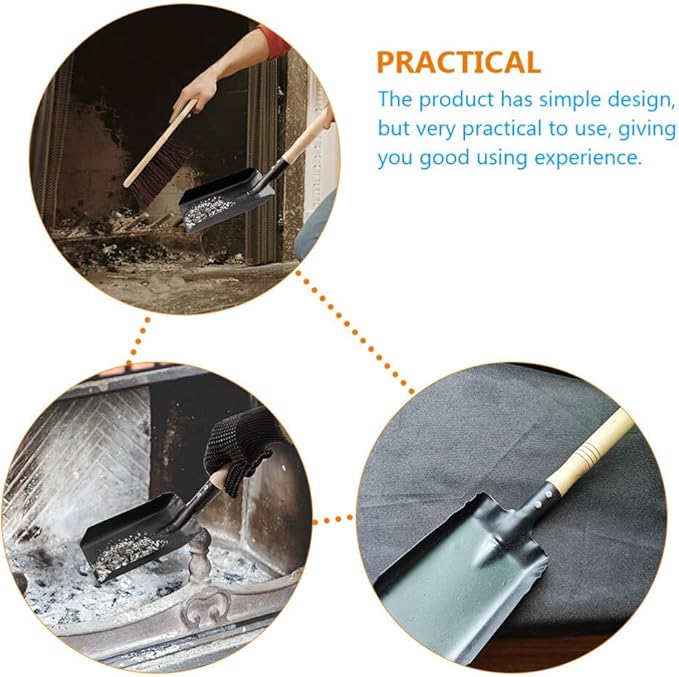 GANAZONO Coal Hand Shovel Fireplace Shovel Metal Ash with Wooden Handle Fireplace Scoop Coal Gardening for Wood Stove Hearth Cleaning Trowel